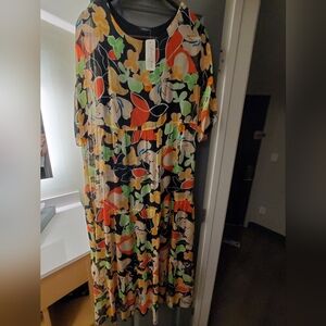 NWT Pura Seta made in Italy 100% silk print summer dress